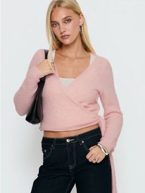 Jessica Simpson Pale Pink Wrap V-Neck Sweater